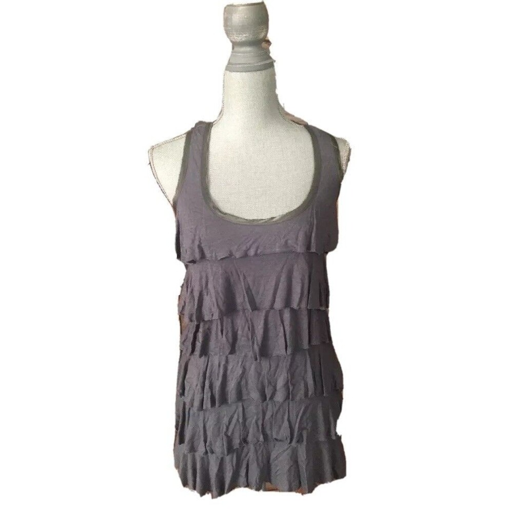 Amen gray tiered sleeveless top racer back, Made In Italy, K158
